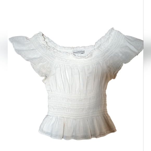 American Rag Tops - Abercrombie & Fitch Off-White Ruffle Blouse